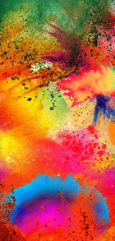 Vibrant abstract art with colorful splashes and dynamic design.