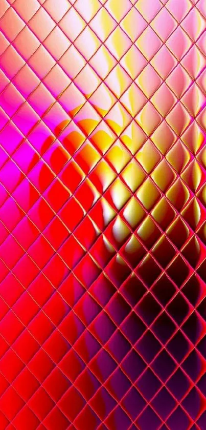 Vibrant abstract wallpaper with red and pink hues in a diamond pattern.