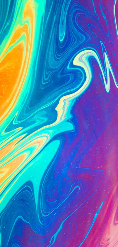 Vibrant abstract wallpaper with swirling colorful waves.