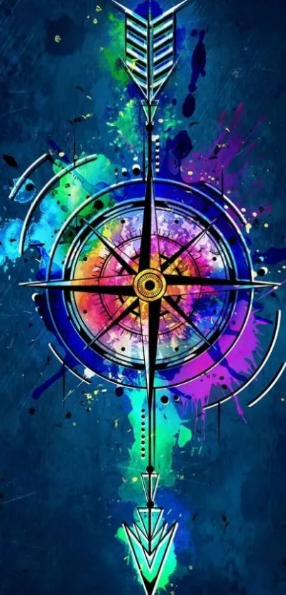 Vibrant abstract compass wallpaper with bold colors.