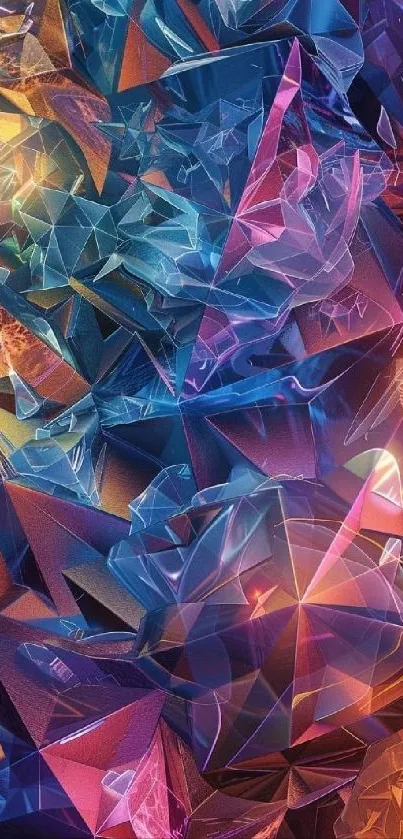 Vibrant abstract crystal pattern with blue and purple hues