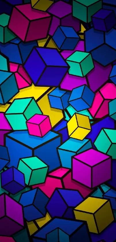 Colorful abstract cubes wallpaper with vibrant geometric design.