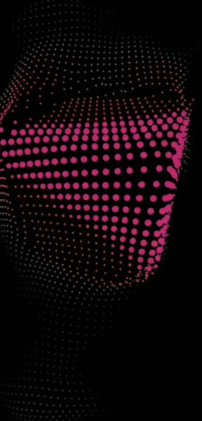 Mobile wallpaper with abstract pink dot pattern on black background.