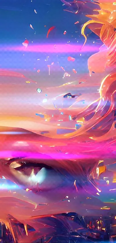 Colorful abstract dreamscape art with vibrant hues and dynamic patterns.