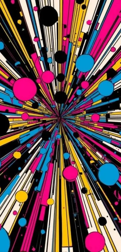 Vibrant abstract art with colorful geometric patterns and dynamic lines.