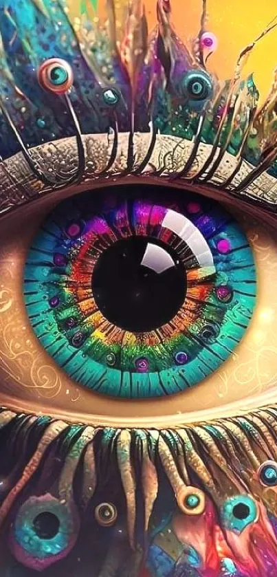 Colorful and surreal abstract eye art for mobile wallpaper.