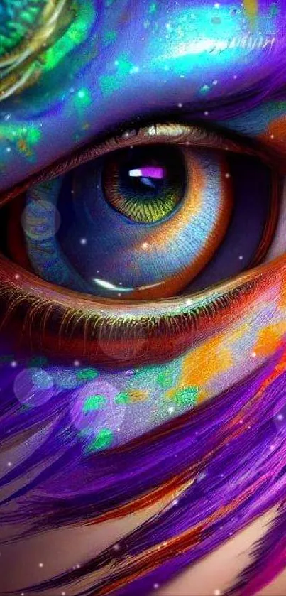 Vibrant and colorful abstract eye wallpaper with intricate details.