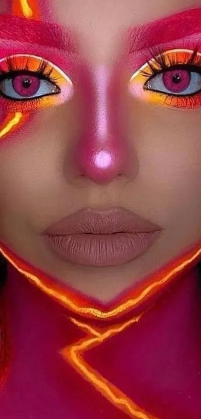 Vibrant face art abstract mobile wallpaper.