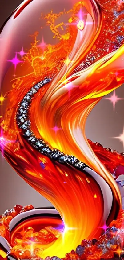 Abstract fiery design with orange and red hues.