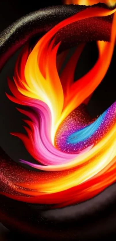 Vibrant abstract flame design with fiery colors.