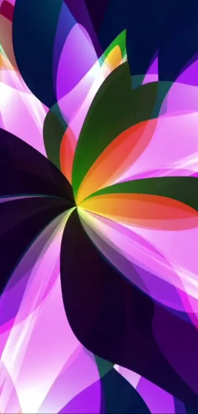 Vibrant abstract floral pattern with swirling colors on mobile wallpaper.