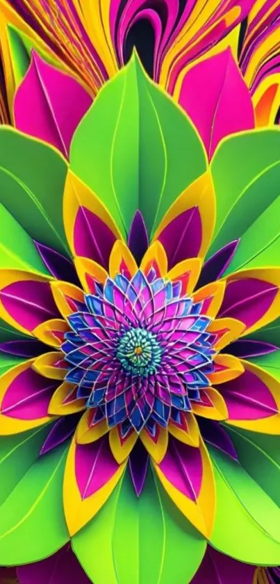 Colorful abstract floral design with intricate patterns and vibrant hues.