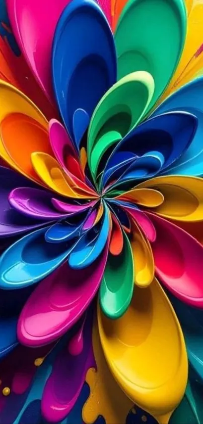 Vibrant abstract floral design with colorful swirling petals.