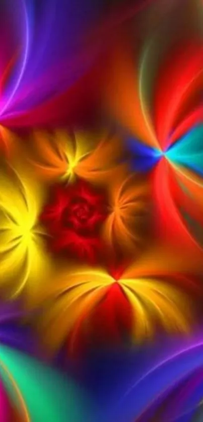 Vibrant abstract floral mobile wallpaper.