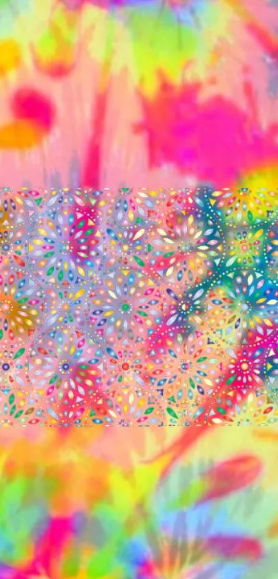 Colorful abstract floral wallpaper with vibrant patterns.