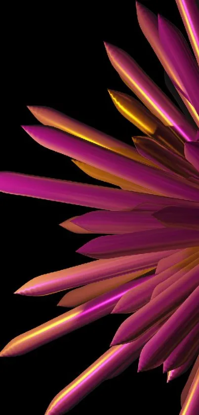 Vibrant purple and gold abstract flower wallpaper