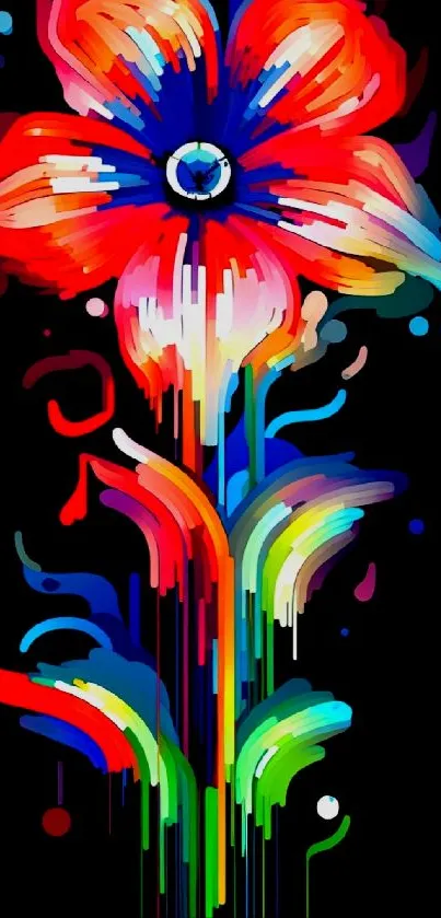 Colorful abstract flower art mobile wallpaper.