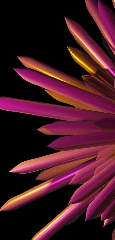 Vibrant pink and orange abstract flower on black background.