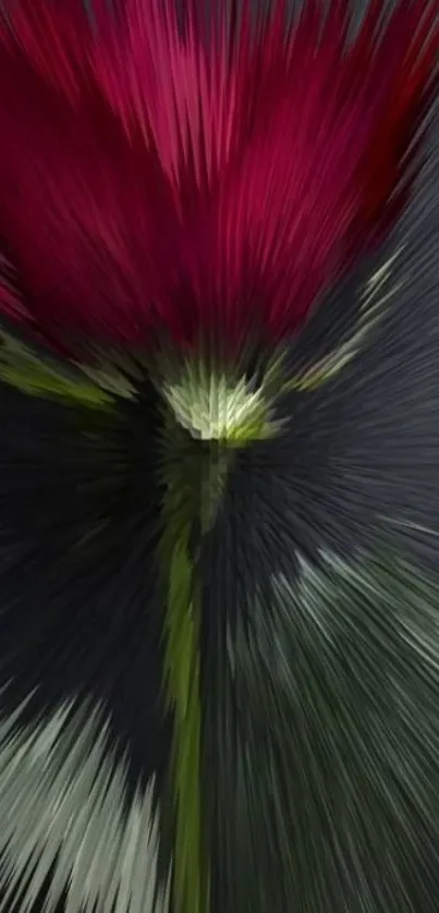 Abstract crimson flower on dark backdrop, vibrant and artistic.