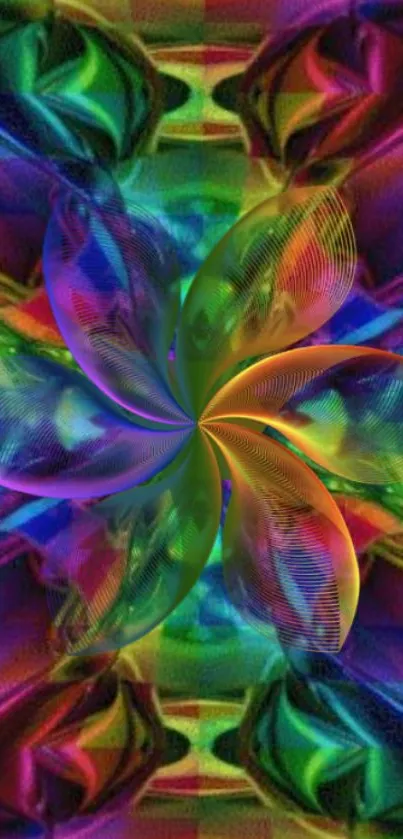 Vibrant abstract flower wallpaper with colorful patterns.