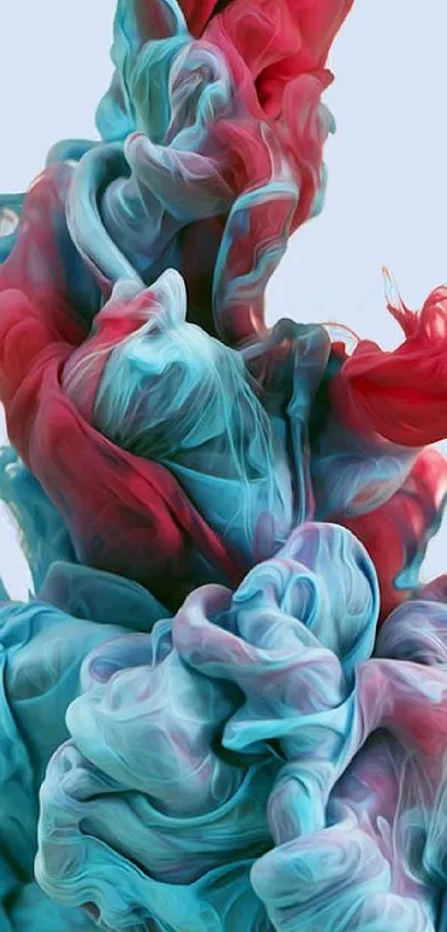 Vibrant abstract art with swirling blue and red hues.