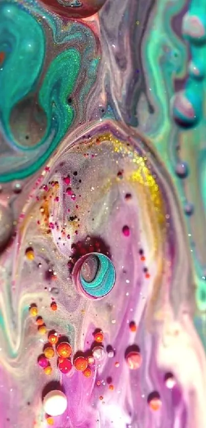 Vibrant abstract fluid art with swirling colors and liquid patterns.