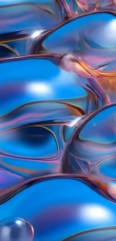 Abstract fluid art with blue and pink hues.