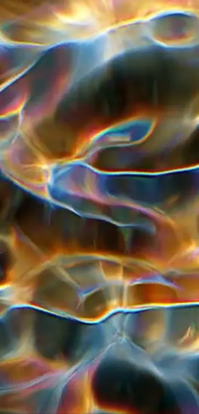 Vibrant abstract fluid design with colorful flowing patterns for mobile wallpaper.