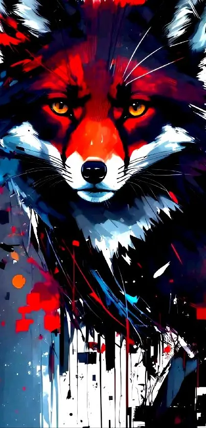 Vibrant abstract fox illustration with bold colors.