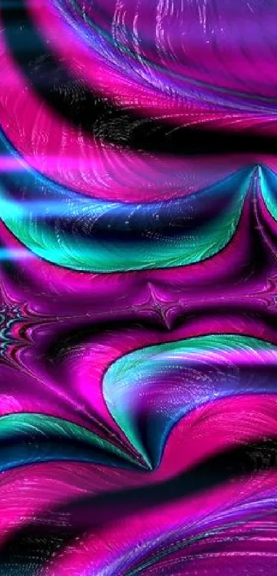 Vibrant abstract fractal art with purple and teal swirls.