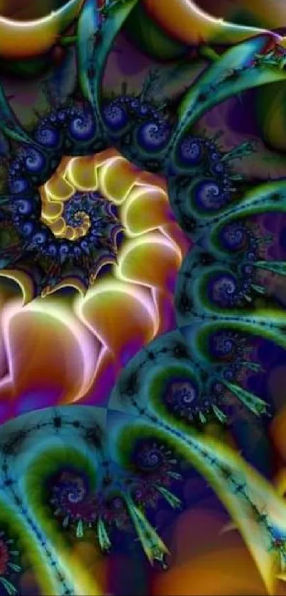 Colorful abstract fractal spiral wallpaper with vibrant artistic design.