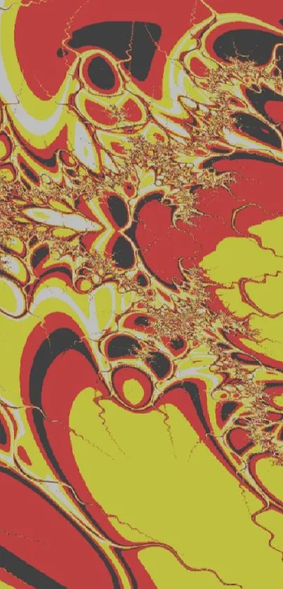 Vibrant red and yellow fractal design wallpaper.