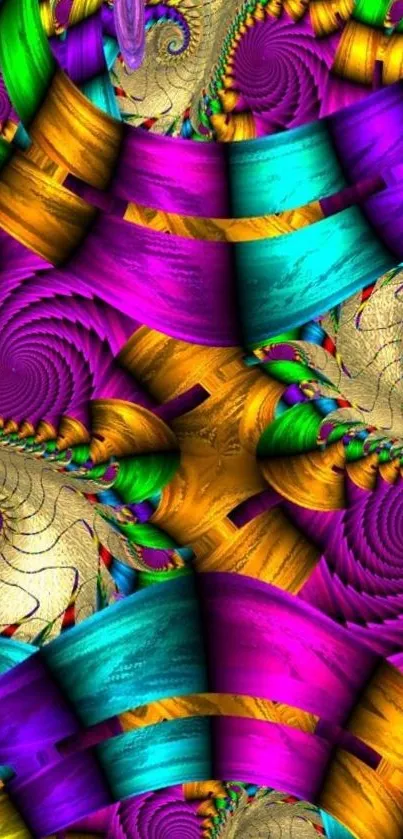 Vibrant abstract fractal mobile wallpaper with swirling patterns.