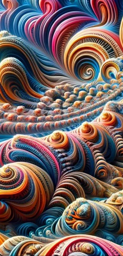 Intricate and vibrant fractal design with swirling abstract patterns.