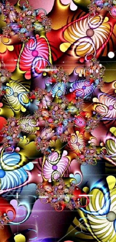 Vibrant multicolored fractal pattern with intricate abstract design.