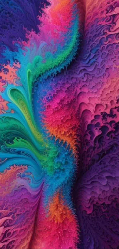 Vibrant abstract fractal wallpaper with colorful swirls.