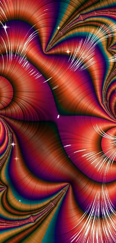 Vibrant abstract fractal wallpaper with colorful patterns.