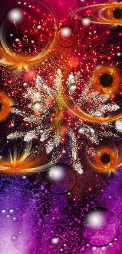 Vibrant abstract galaxy wallpaper with fireworks effect.