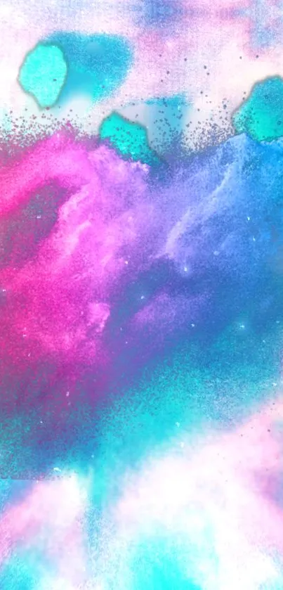 Vibrant abstract galaxy wallpaper in pink, blue, and purple shades.