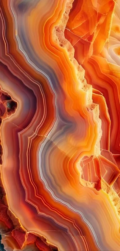 Vibrant abstract geode art with orange hues.