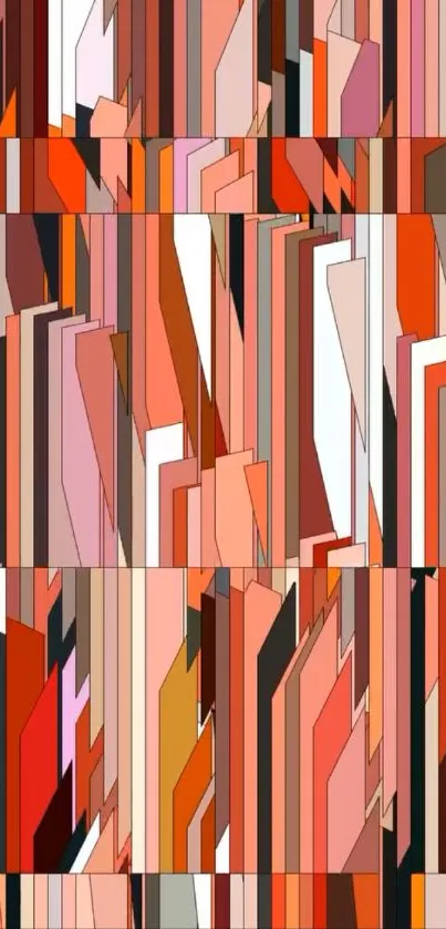 Vibrant abstract geometric art wallpaper with orange and red hues.