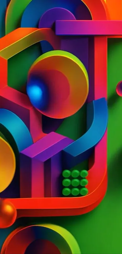 Vibrant abstract geometric shapes with bold colors.