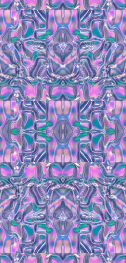 Vibrant abstract geometric wallpaper with purple and blue patterns.