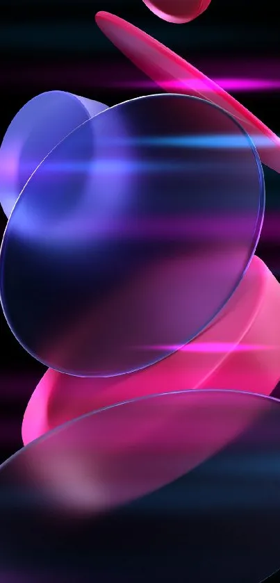 Abstract glass art with neon pink and purple hues on a mobile wallpaper.