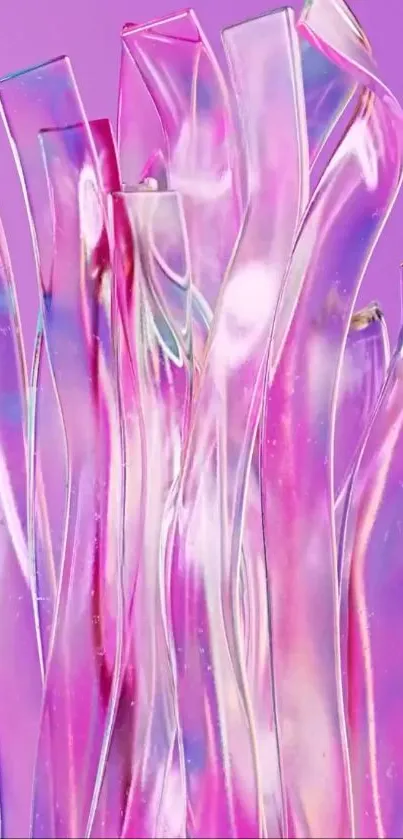 Abstract glass-like structures on purple background.