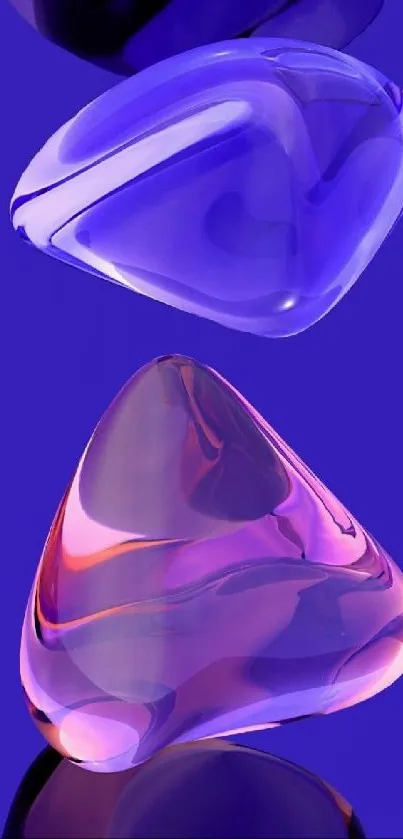 Abstract glass shapes in purple tones for mobile wallpaper.