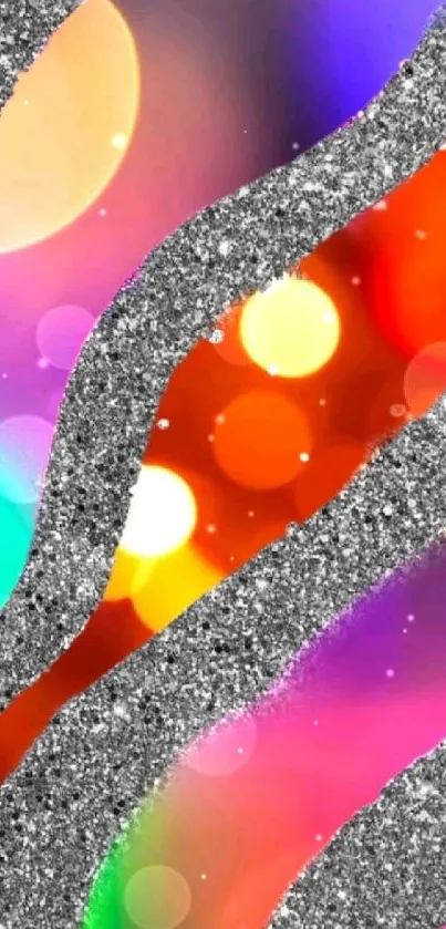 Colorful abstract wallpaper with glitter and bokeh lights.