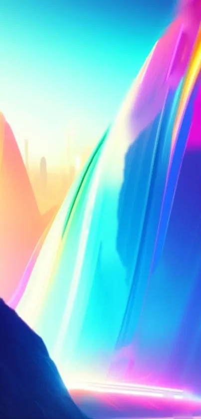 Vibrant neon gradient abstract wallpaper with futuristic design.