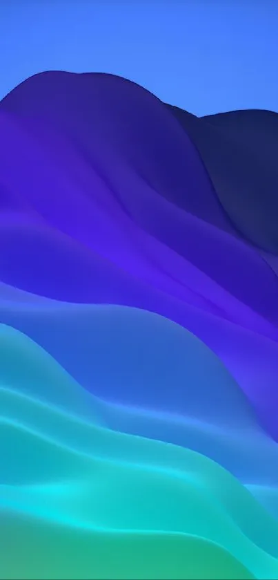 Vibrant abstract gradient waves in blue and purple hues as phone wallpaper.