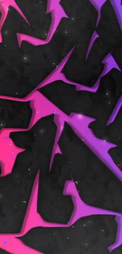 Vibrant abstract graffiti art with pink and purple on black background.